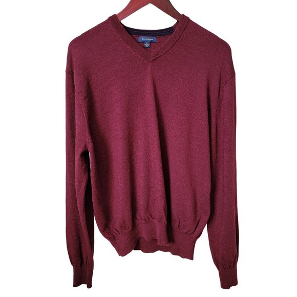 Club Room Other - Club Room Solid Maroon V-Neck 100% Merino Wool Sweater